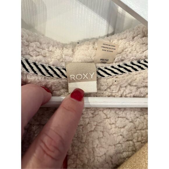 Roxy Tan Fleece Lined Full Zip Hoodie sz L - Picture 3 of 8